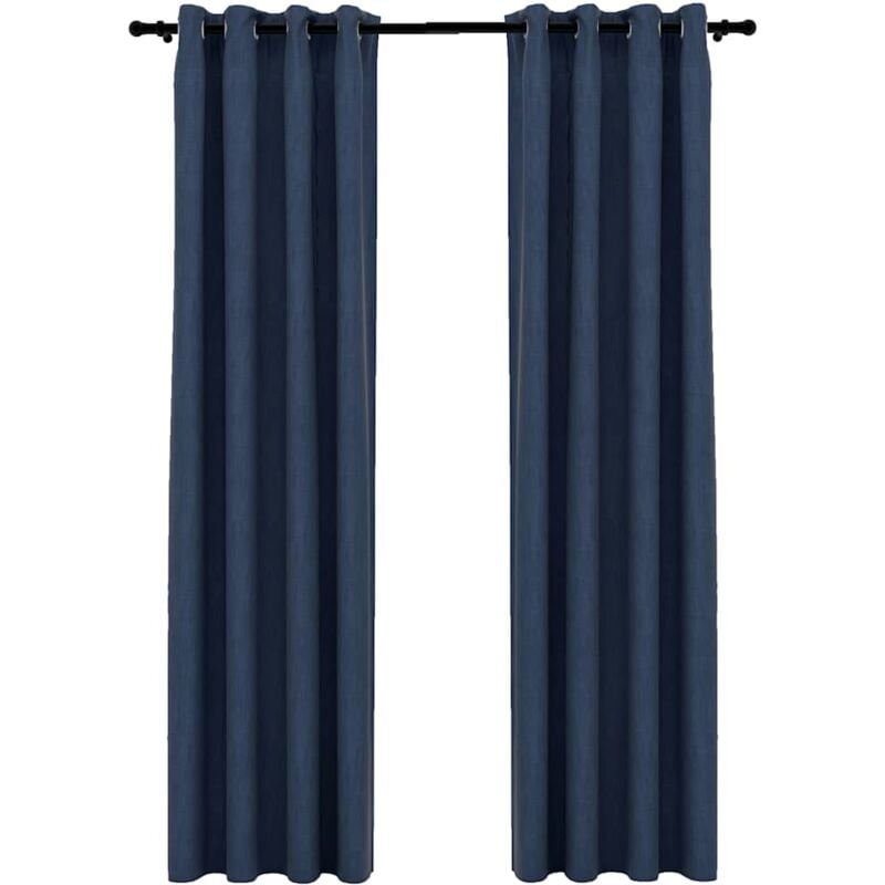 Vidaxl - Rideaux occultants Aspect lin avec œillets 2 pcs Bleu 140x245cm