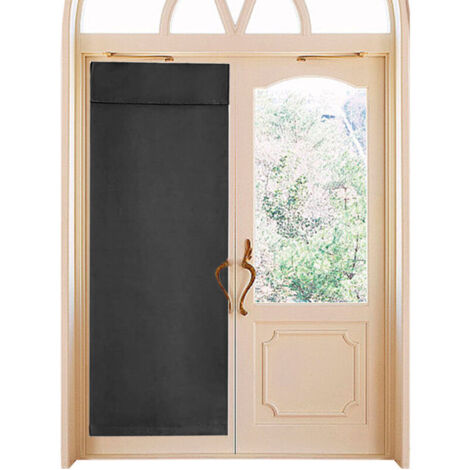 Rideaux occultants auto-adhésifs sans perçage, avec bande de fixation et système d'isolation thermique, pour portes et fenêtres vitrées.