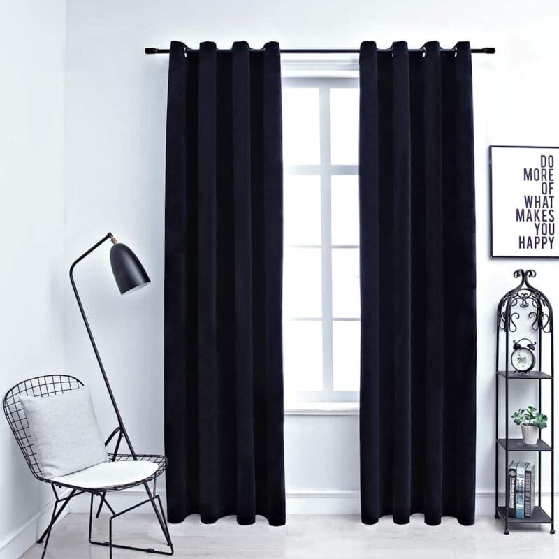Vidaxl - Rideaux occultants avec anneaux 2 pcs Velours Noir 140x245 cm