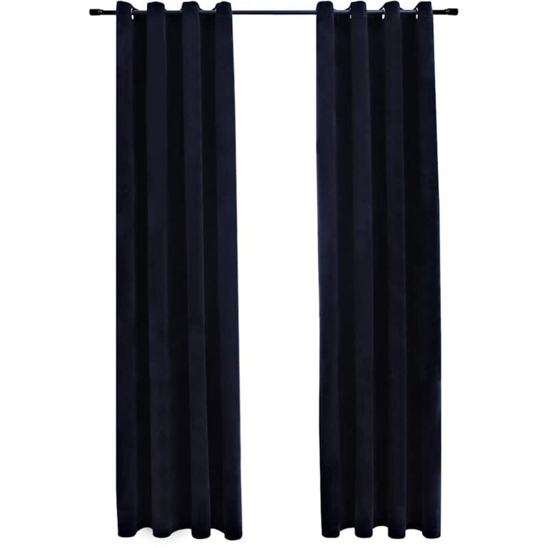 Rideaux occultants avec anneaux 2 pcs Velours Noir 140x175 cm vidaXL