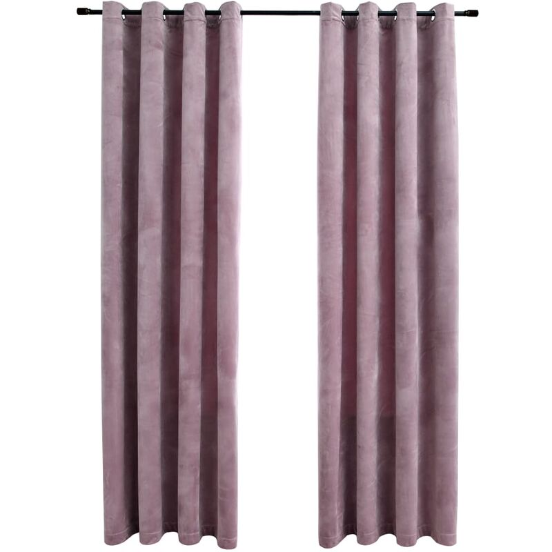 Rideaux occultants avec anneaux 2 pcs Velours Rose 140x175 ...