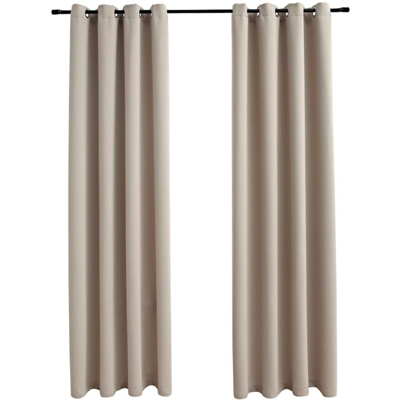 Rideaux occultants avec anneaux en métal 2 pcs Beige 140x245 cm Vidaxl