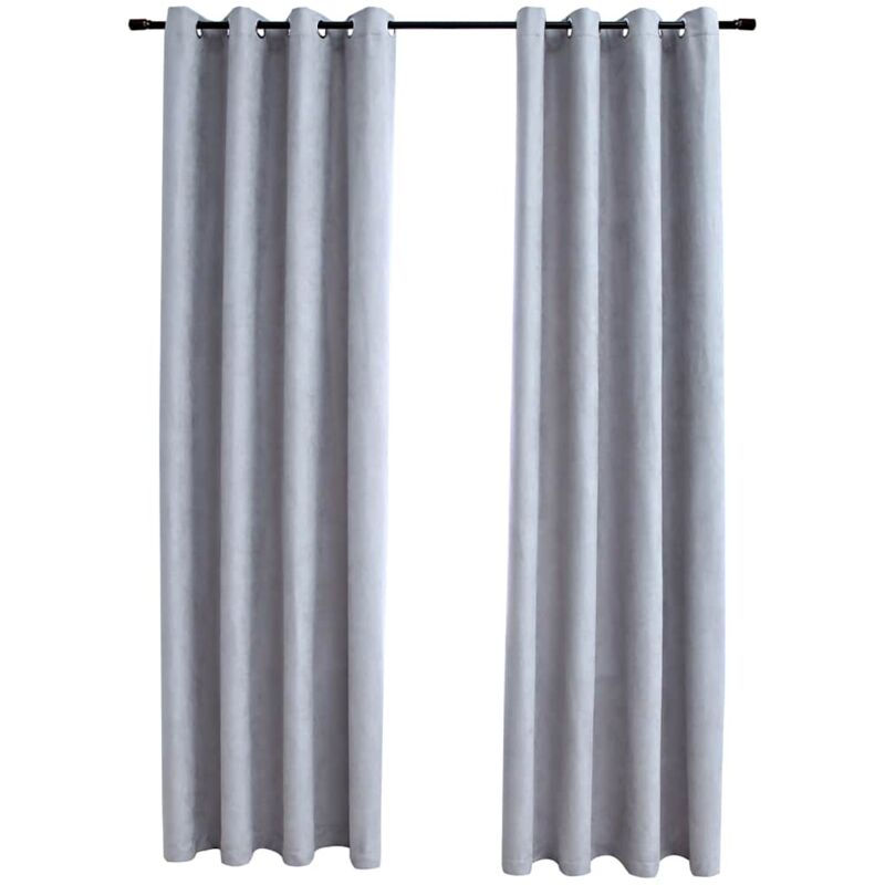 Vidaxl - Rideaux occultants avec anneaux en métal 2 pcs Gris 140x245 cm