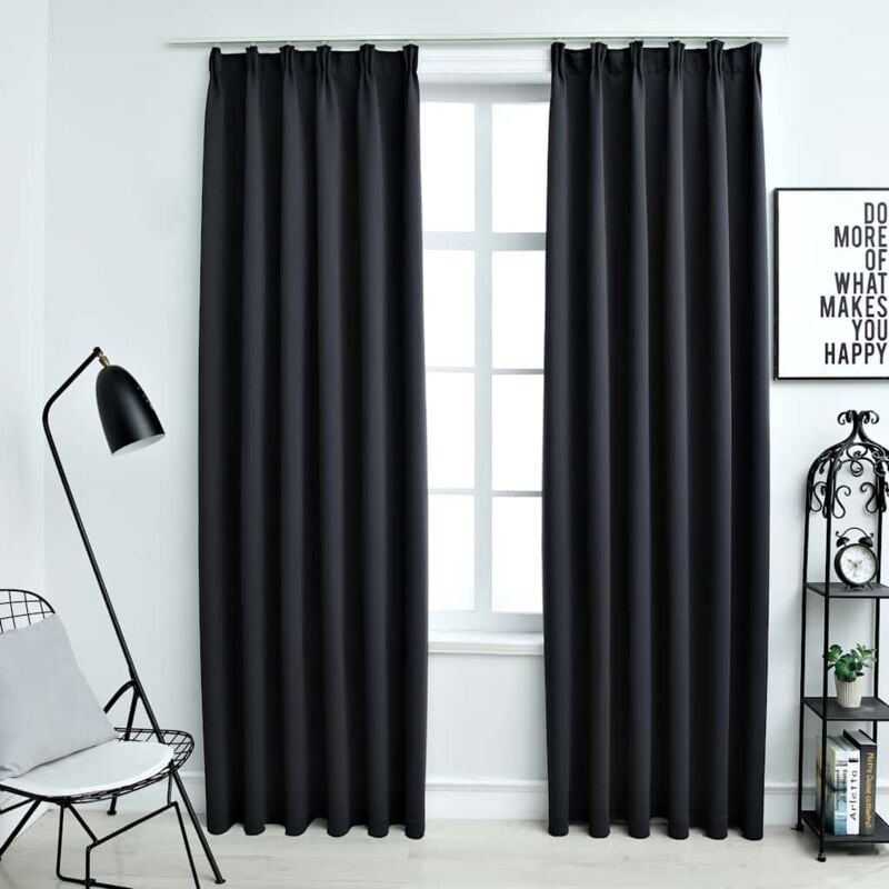 Vidaxl - Rideaux occultants avec crochets 2 pcs Noir 140x245 cm