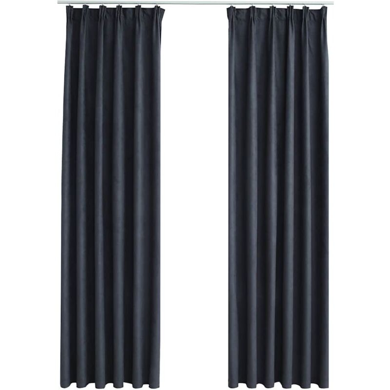 Vidaxl - Rideaux occultants avec crochets 2 pcs Anthracite 140x225 cm