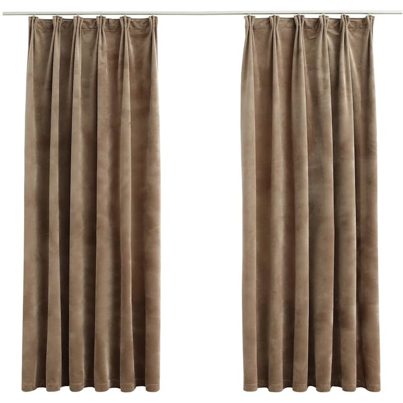 Vidaxl - Rideaux occultants avec crochets 2 pcs Velours Beige 140x175 cm