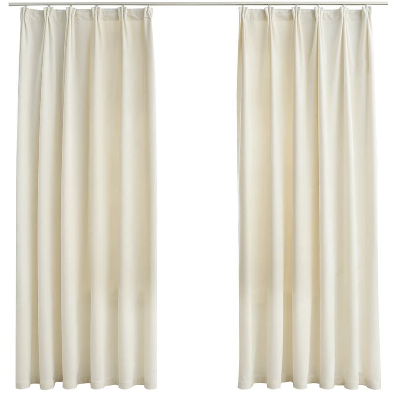 Vidaxl - Rideaux occultants avec crochets 2 pcs Velours Crème 140x175 cm
