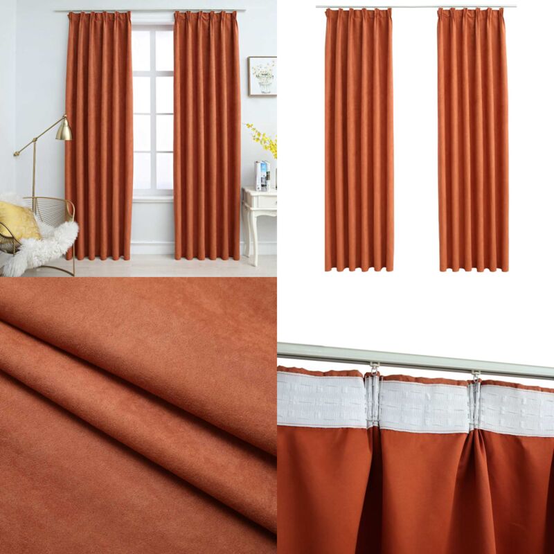 Vidaxl - Rideaux occultants avec crochets 2 pcs Rouille 140x245 cm - Rideaux Décoratifs - Rideaux Occultant - Rideaux Taupe - Rideaux Pour Salon