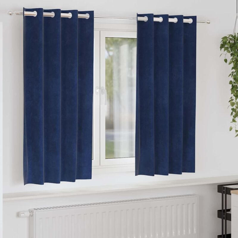 vidaXL Rideaux 2 pc Bleu foncé 140 x 175 cm Velours