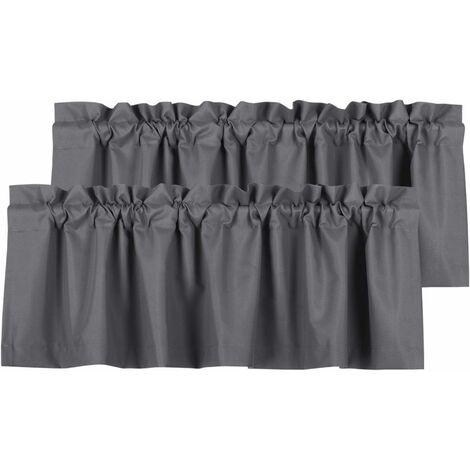 Rideaux occultants Cantonnière de poche à tringle douce et imperméable pour fenêtre de cuisine et de salle de bain Cantonnières assombrissantes pour chambre à coucher, 2 panneaux, 52 po x 18 po, gris