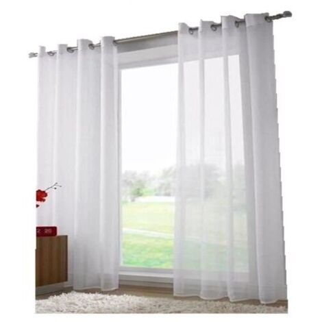 Rideaux occultants en voile à œillets x2 140 x 240 cm – Couleur blanche – Triple tissage pour occultation 60-75% – Pour salon et chambre