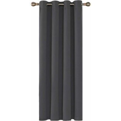 Rideaux Occultants Isolant Thermique, 140x240 CM (Largeur x Hauteur), Rideaux pour Salon et Chambre, Design Moderne à Oeillets, Gris Foncé, 1Pièces
