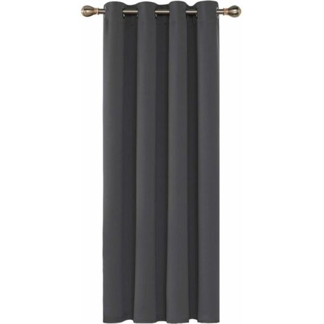 Rideaux Occultants Isolant Thermique, 140x240 CM (Largeur x Hauteur), Rideaux pour Salon et Chambre, Design Moderne à Oeillets, Gris Foncé, 1Pièces
