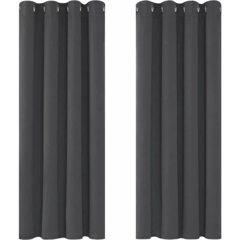 IKODM Rideaux Occultants Isolant Thermique Anti Froid - 117x138 CM (Largeur x Hauteur) - Design Moderne à Oeillets - Pour Salon et Chambre - Gris Foncé - 2 Pièces