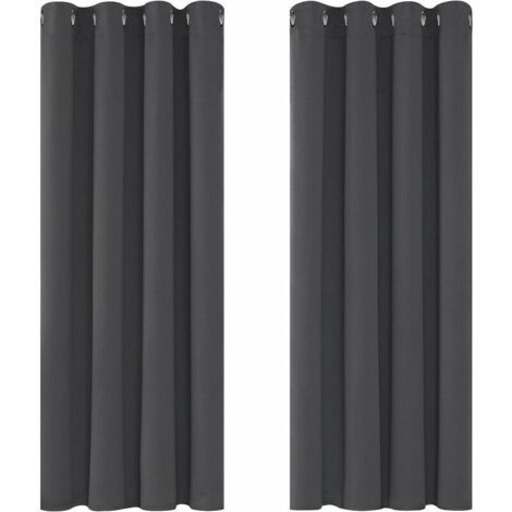 Rideaux Occultants Isolant Thermique Anti Froid   - 117x138 CM (Largeur x Hauteur) - Design Moderne à Oeillets - Pour Salon et Chambre - Gris Foncé - 2 Pièces