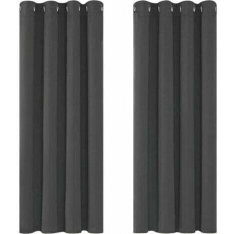 Rideaux Occultants Isolant Thermique Anti Froid, 117x138 CM (Largeur x Hauteur), Design Moderne à Oeillets, Rideaux pour Salon et Chambre, Gris Foncé, 2 Pièces
