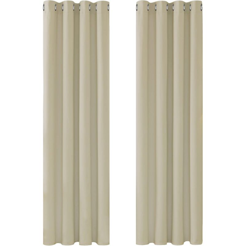 Rideaux Occultants Isolant Thermique, Rideaux pour Salon et Chambre, Design Moderne à Oeillets, 132x160 cm (Largeur x Hauteur), Beige Foncé, 2 Pièces