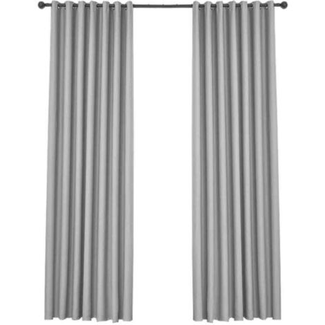 Rideaux Occultants Isolants Thermiques - Design Moderne à Oeillets - Gris Clair 132x240 cm