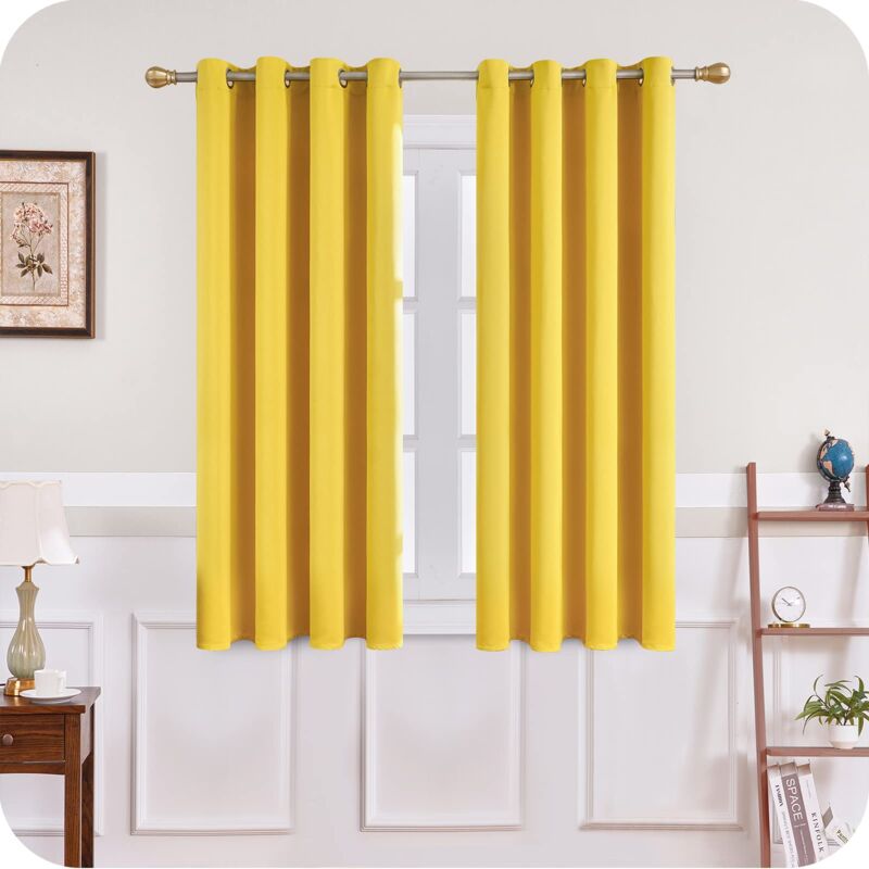 Rideaux occultants jaune moutarde 140 x 160 cm, isolation thermique, anti-froid, pour salon