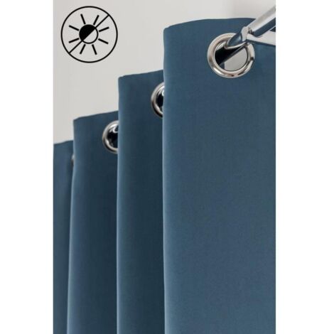 Rideaux occultants - Lot de 2 - Bleu - 135 x 240 cm - Œillets métalliques