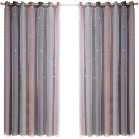 Rideaux occultants pour chambre à coucher, rideaux insonorisés, isolation thermique, rideaux opaques avec motif (53"W x 63"H (134 x 160cm), Rose)