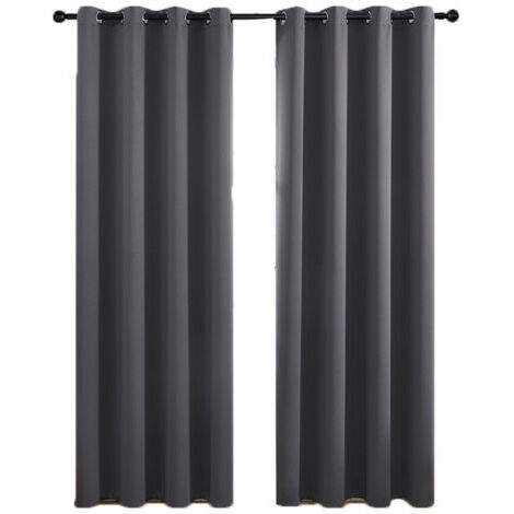 Rideaux occultants pour salon/chambre, gris, 132 cm x 160 cm