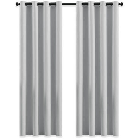 Rideaux occultants – Rideaux de jardin extérieurs avec œillets pour pergola, isolants thermiques et occultants pour tonnelle, L 132 x H 213 cm, gris-blanc, lot de 2