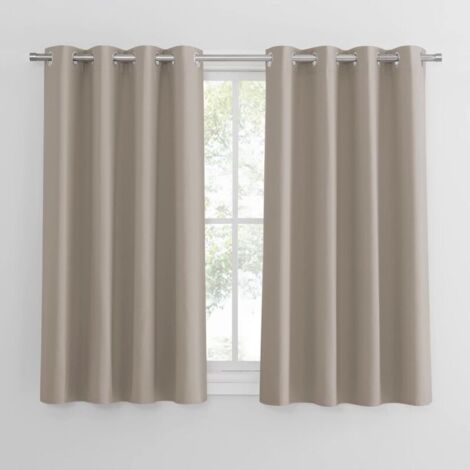 Rideaux Occultants - Rideaux Thermiques Unis à Oeillets - Lumineux et Occultants - Décoration pour Chambre, Maison, Cuisine - 132x160cm Blanc Cassé - 2 Pièces