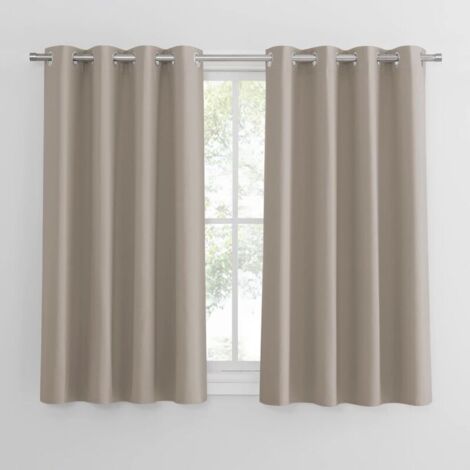 Rideaux Occultants - Rideaux Thermiques Unis à Oeillets - Lumineux et Occultants - Décoration pour Chambre, Maison, Cuisine - 132x160cm Blanc Cassé - 2 Pièces