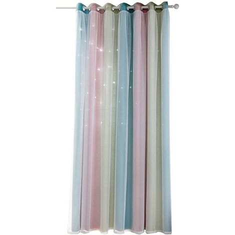 Rideaux Occultants Thermiques Isolants avec Etoiles 100Polyester,pour Salon,Chambre,Chambre d'enfants,Rose,1 Pièce L 134CM H 240CM