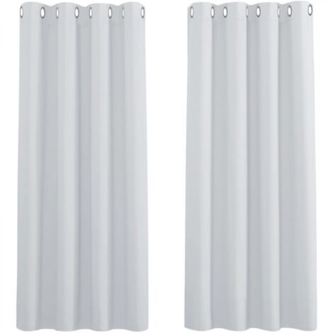 Rideaux Occultants Thermiques - Lot de 2 Rideau Panneaux à Oeillets / Insonorisation Coulissant Isolation Lneux Prêt à Poser, Gris Blanc-2x L 120 X H 180 cm，Gris Blanc