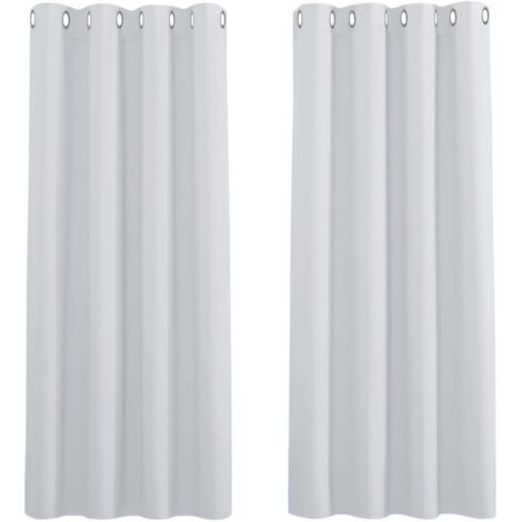 Rideaux Occultants Thermiques - Lot de 2 Rideau Panneaux à Oeillets / Insonorisation Coulissant Isolation Lneux Prêt à Poser, Gris Blanc-2x L 200 X H 150 cm，Gris Blanc