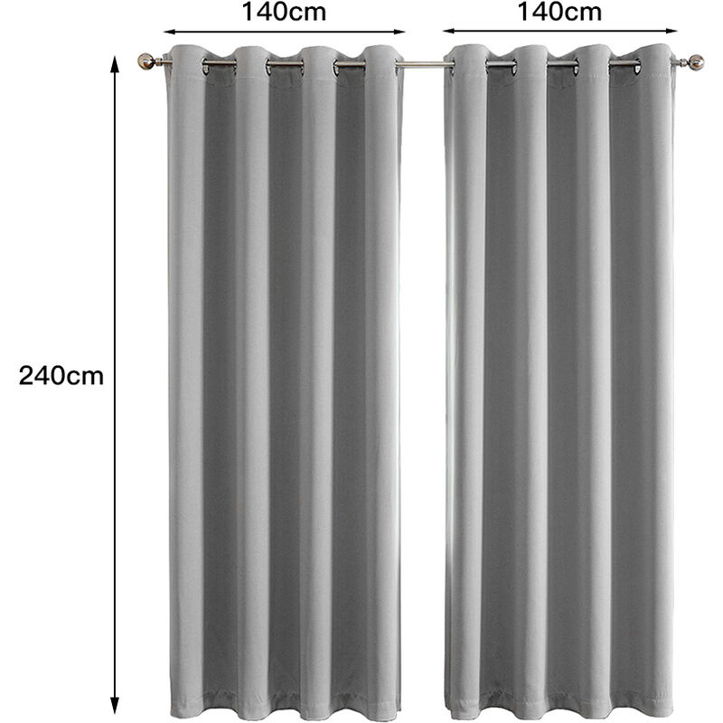 Haloyo - Rideaux Occultants Thermiques pour Salon et Chambre, 140240cm (HxL), Gris – Rideau Unis Opaque a Oeillets, Isolant Thermique