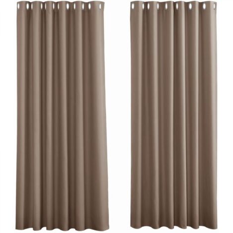 Rideaux Occultants Thermiques ，Taupe Rideau Salon à Oeillets Draperies Isolant Anti Froid Lneux Bloquer pour Mieux Sommeil, 2x L 107 X H 160 cm，Taupe