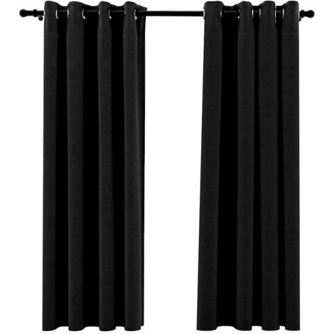Rideaux occultants,Rideaux anti-lumière Aspect de lin 2 pcs Anthracite 140x175 cm CFW27661