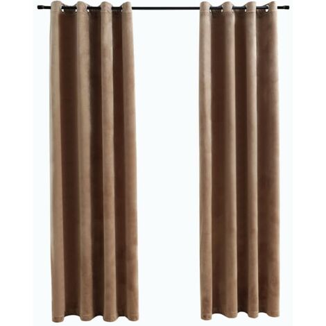 Rideaux occultants,Rideaux anti-lumière avec anneaux 2 pcs Velours Beige 140x225 cm CFW15027