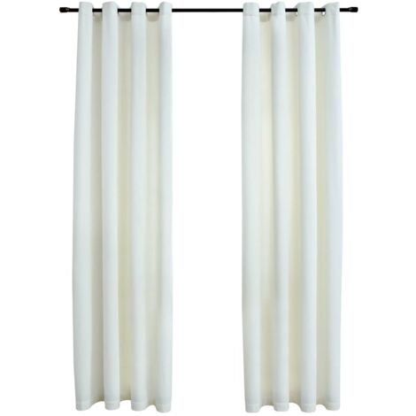 Rideaux occultants，Rideaux anti-lumière avec anneaux 2 pcs Velours Crème 140x245 cm CFW63109