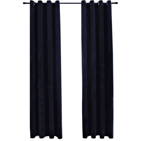 Rideaux occultants,Rideaux anti-lumière avec anneaux 2 pcs Velours Noir 140x175 cm CFW20768