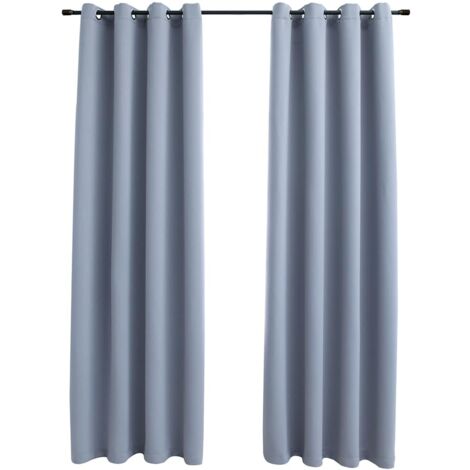 Rideaux occultants,Rideaux anti-lumière avec anneaux en métal 2 pcs Gris 140x175 cm CFW85150