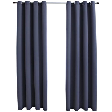 Rideaux occultants,Rideaux anti-lumière avec anneaux Métal 2 pcs Anthracite 140x175cm CFW94431