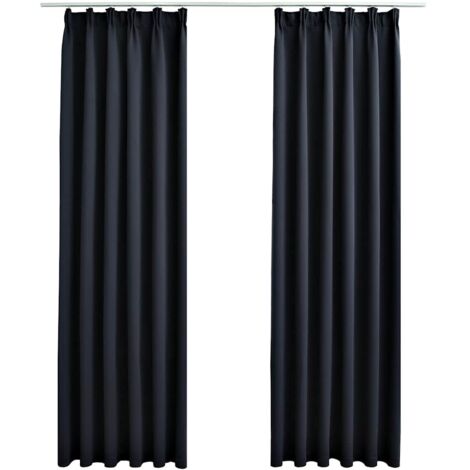 Rideaux occultants，Rideaux anti-lumière avec crochets 2 pcs Anthracite 140x175 cm CFW10308