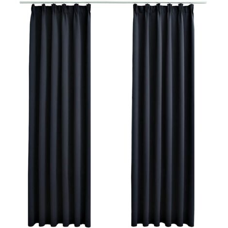 Rideaux occultants,Rideaux anti-lumière avec crochets 2 pcs Anthracite 140x225 cm CFW26074