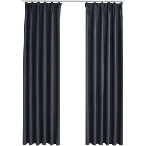 Rideaux occultants,Rideaux anti-lumière avec crochets 2 pcs Anthracite 140x225 cm CFW95424