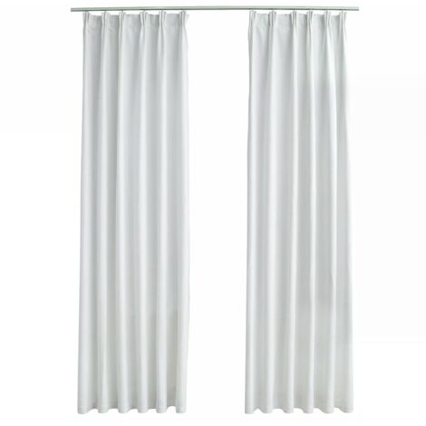 Rideaux occultants，Rideaux anti-lumière avec crochets 2 pcs Blanc cassé 140x175 cm CFW38448