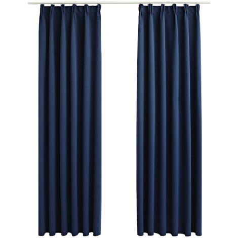 Rideaux occultants，Rideaux anti-lumière avec crochets 2 pcs Bleu 140x245 cm CFW17922