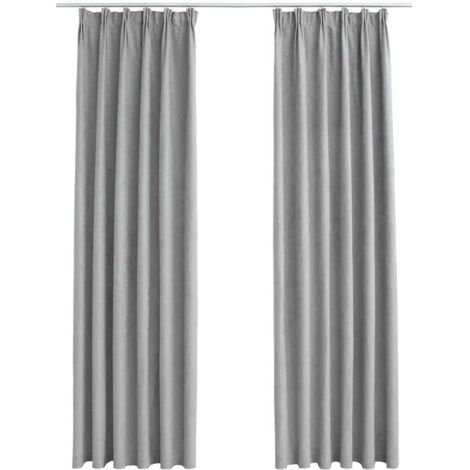 Rideaux occultants,Rideaux anti-lumière avec crochets 2 pcs Gris 140x175 cm CFW64644