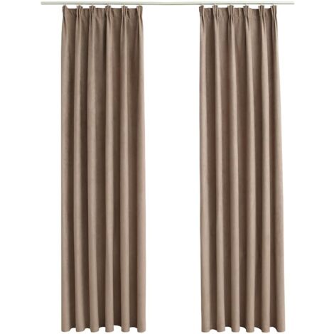 Rideaux occultants，Rideaux anti-lumière avec crochets 2 pcs Taupe 140x175 cm CFW17857