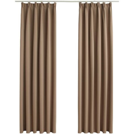 Rideaux occultants，Rideaux anti-lumière avec crochets 2 pcs Taupe 140x175 cm CFW84567