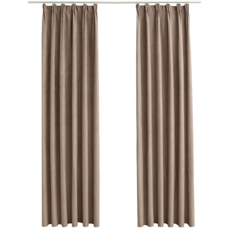 Rideaux occultants,Rideaux anti-lumière avec crochets 2 pcs Taupe 140x225 cm CFW32935