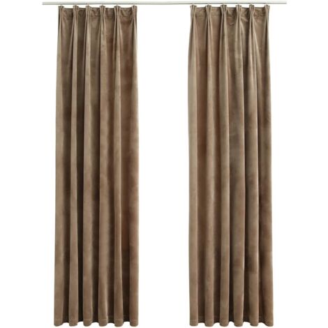 Rideaux occultants,Rideaux anti-lumière avec crochets 2 pcs Velours Beige 140x245 cm CFW69029